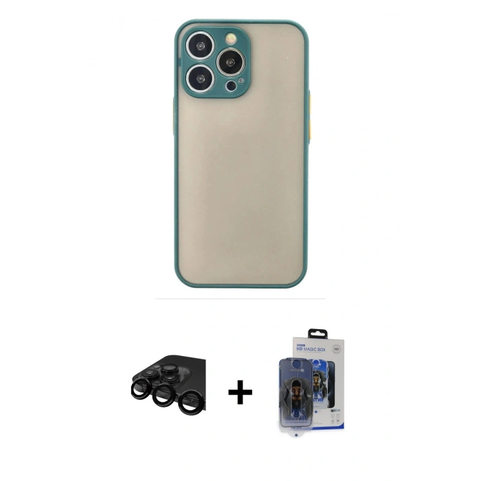MARSİLYAN™- iPhone 15 Pro Max Kılıf Ahenk Çizgi Serisi - Siyah Vanessa Magic Cam + Raze Metal Kamera Lens - SH