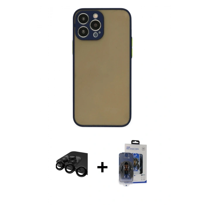 MARSİLYAN™- iPhone 15 Pro Max Kılıf Ahenk Çizgi Serisi - Siyah Vanessa Magic Cam + Raze Metal Kamera Lens - SH