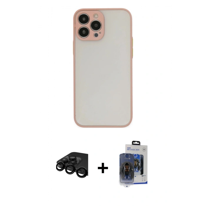 MARSİLYAN™- iPhone 15 Pro Max Kılıf Ahenk Çizgi Serisi - Siyah Vanessa Magic Cam + Raze Metal Kamera Lens - SH