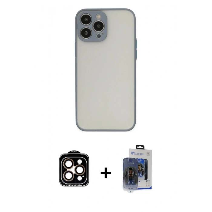 MARSİLYAN™- iPhone 15 Pro Max Kılıf Ahenk Çizgi Serisi - Siyah Vanessa Magic Cam + PVD Metal Kamera Lens - TU
