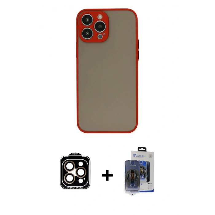 MARSİLYAN™- iPhone 15 Pro Max Kılıf Ahenk Çizgi Serisi - Siyah Vanessa Magic Cam + PVD Metal Kamera Lens - TU