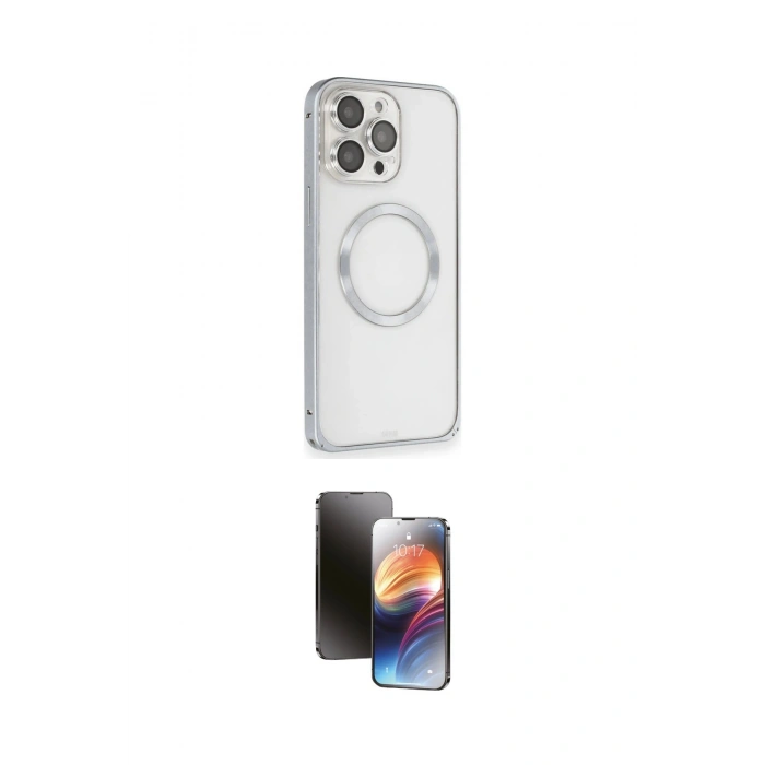 MARSİLYAN™- iPhone 15 Pro Max Kılıf Ahenk Işık Serisi - Siyah 3D Antistatik Mat Seramik Nano Ekran Koruyucu