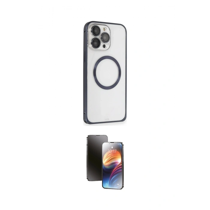 MARSİLYAN™- iPhone 15 Pro Max Kılıf Ahenk Işık Serisi - Siyah 3D Antistatik Mat Seramik Nano Ekran Koruyucu