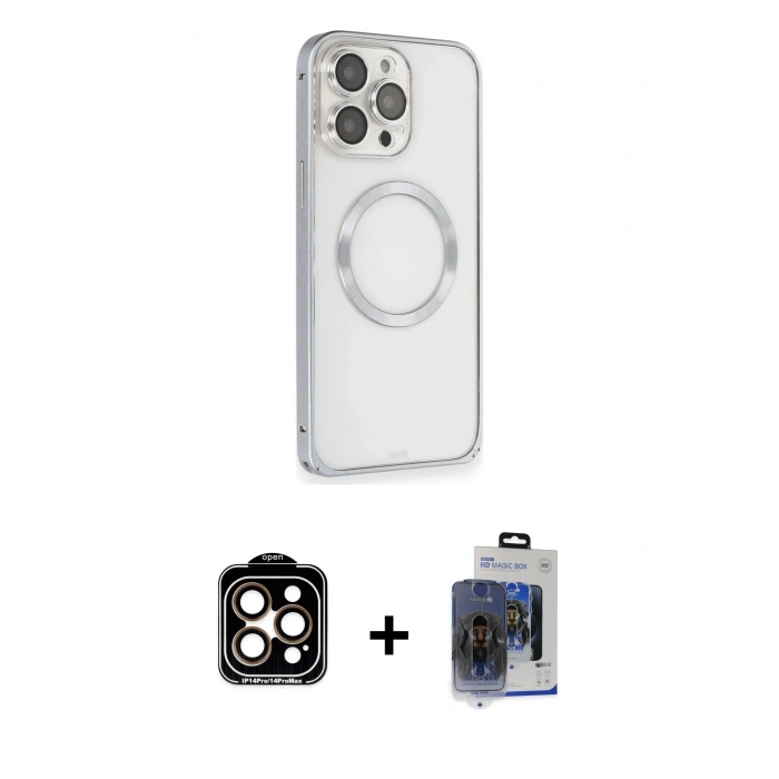 MARSİLYAN™- iPhone 15 Pro Max Kılıf Ahenk Işık Serisi - Siyah Vanessa Magic Cam + PVD Metal Kamera Lens - TU