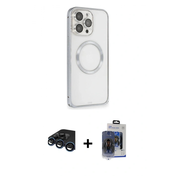 MARSİLYAN™- iPhone 15 Pro Max Kılıf Ahenk Işık Serisi - Siyah Vanessa Magic Cam + Raze Metal Kamera Lens - LT