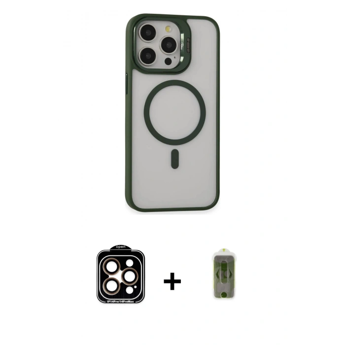 MARSİLYAN™- iPhone 15 Pro Max Kılıf Ahenk Klasik Özel Seri - Siyah Joko Magic 5D Hayalet Cam + PVD Metal Kamera Lens - TU