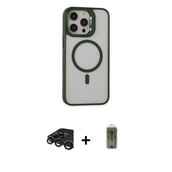 MARSİLYAN™- iPhone 15 Pro Max Kılıf Ahenk Klasik Özel Seri - Siyah Joko Magic 5D Hayalet Cam + Raze Metal Kamera Lens - TMGI