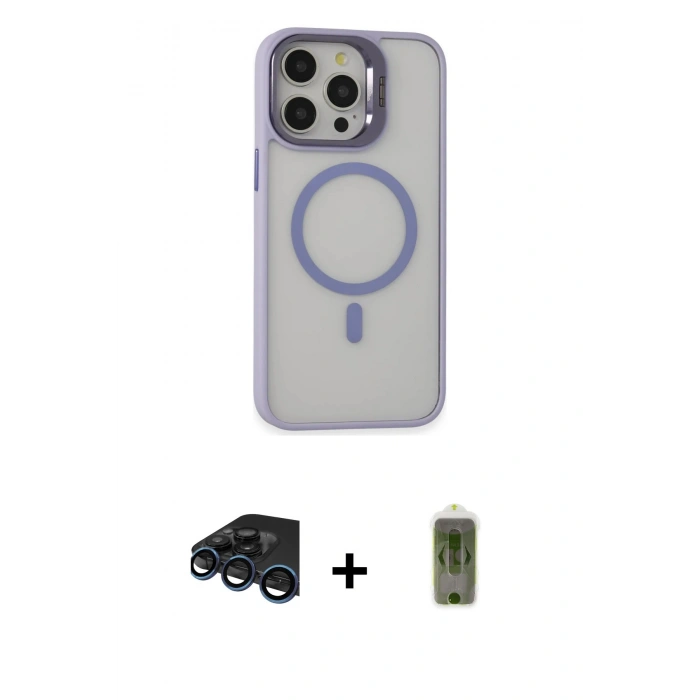 MARSİLYAN™- iPhone 15 Pro Max Kılıf Ahenk Klasik Özel Seri - Siyah Joko Magic 5D Hayalet Cam + Raze Metal Kamera Lens - LT