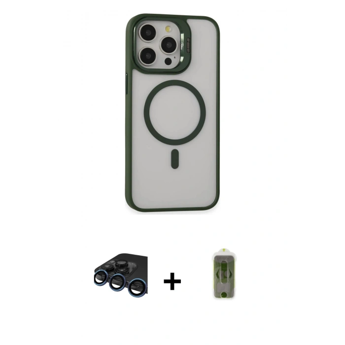 MARSİLYAN™- iPhone 15 Pro Max Kılıf Ahenk Klasik Özel Seri - Siyah Joko Magic 5D Hayalet Cam + Raze Metal Kamera Lens - LT