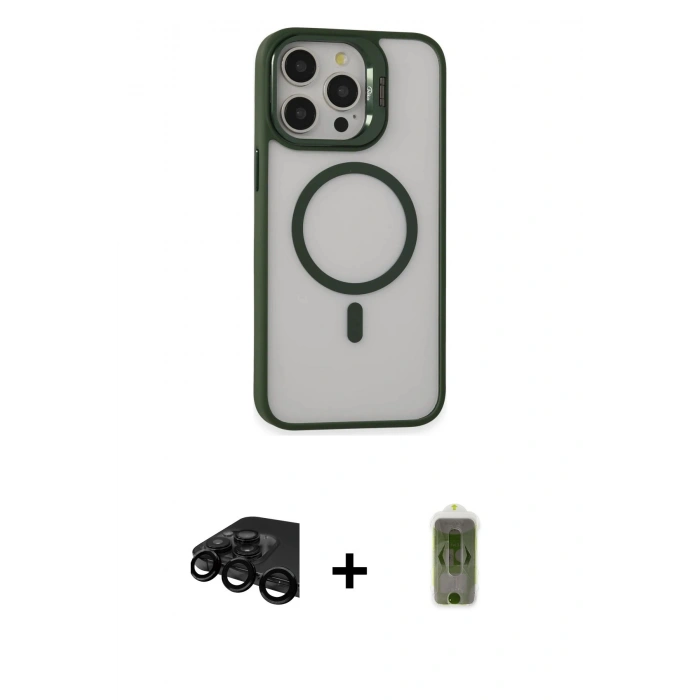 MARSİLYAN™- iPhone 15 Pro Max Kılıf Ahenk Klasik Özel Seri - Siyah Joko Magic 5D Hayalet Cam + Raze Metal Kamera Lens - SH