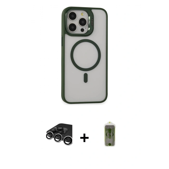 MARSİLYAN™- iPhone 15 Pro Max Kılıf Ahenk Klasik Özel Seri - Siyah Joko Magic 5D Hayalet Cam + Raze Metal Kamera Lens - GS
