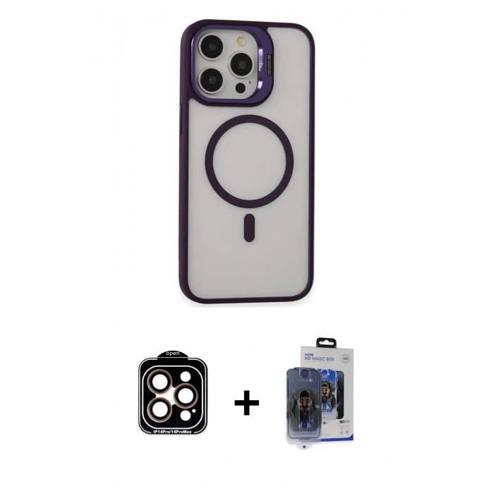 MARSİLYAN™- iPhone 15 Pro Max Kılıf Ahenk Klasik Özel Seri - Siyah Vanessa Magic Cam + PVD Metal Kamera Lens - TU