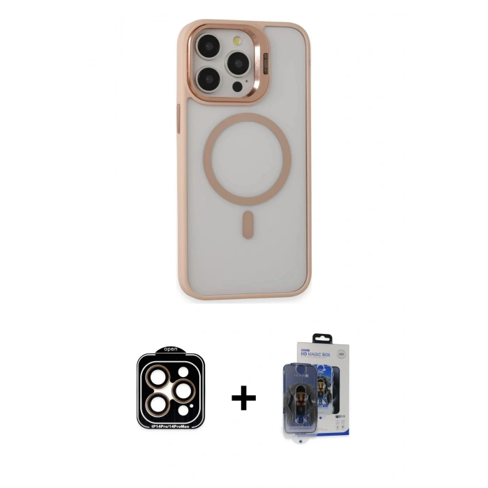 MARSİLYAN™- iPhone 15 Pro Max Kılıf Ahenk Klasik Özel Seri - Siyah Vanessa Magic Cam + PVD Metal Kamera Lens - TU