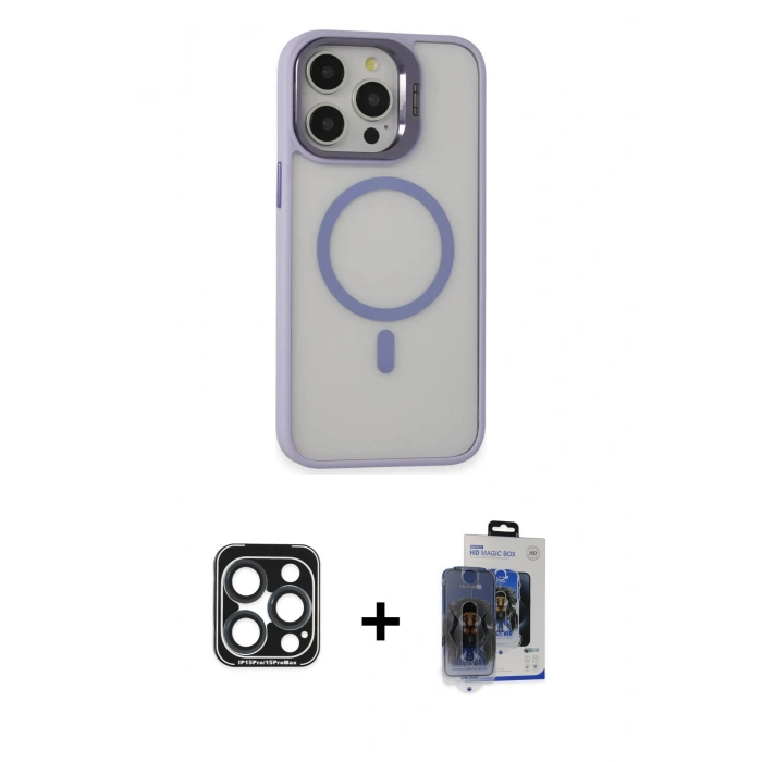MARSİLYAN™- iPhone 15 Pro Max Kılıf Ahenk Klasik Özel Seri - Siyah Vanessa Magic Cam + PVD Metal Kamera Lens - LT