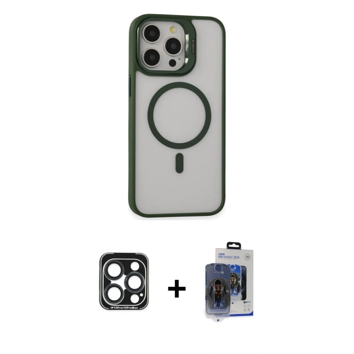 MARSİLYAN™- iPhone 15 Pro Max Kılıf Ahenk Klasik Özel Seri - Siyah Vanessa Magic Cam + PVD Metal Kamera Lens - LT