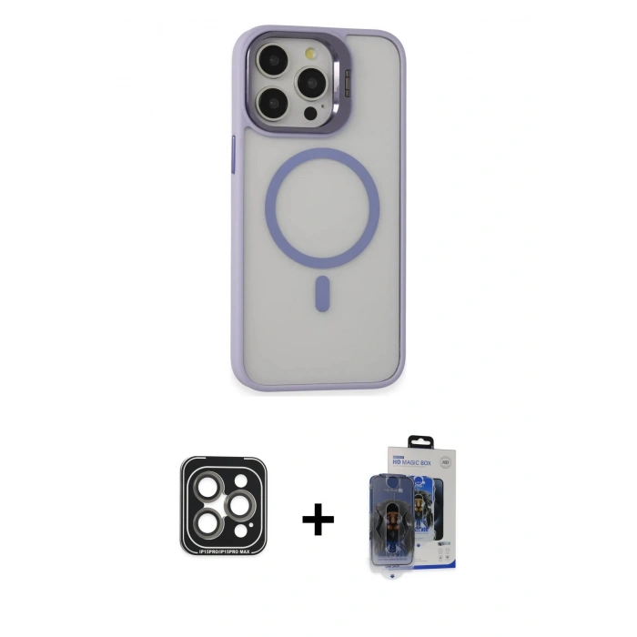 MARSİLYAN™- iPhone 15 Pro Max Kılıf Ahenk Klasik Özel Seri - Siyah Vanessa Magic Cam + PVD Metal Kamera Lens - GI