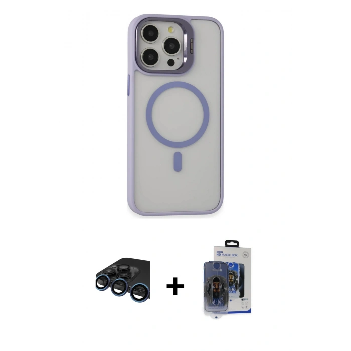 MARSİLYAN™- iPhone 15 Pro Max Kılıf Ahenk Klasik Özel Seri - Siyah Vanessa Magic Cam + Raze Metal Kamera Lens - LT