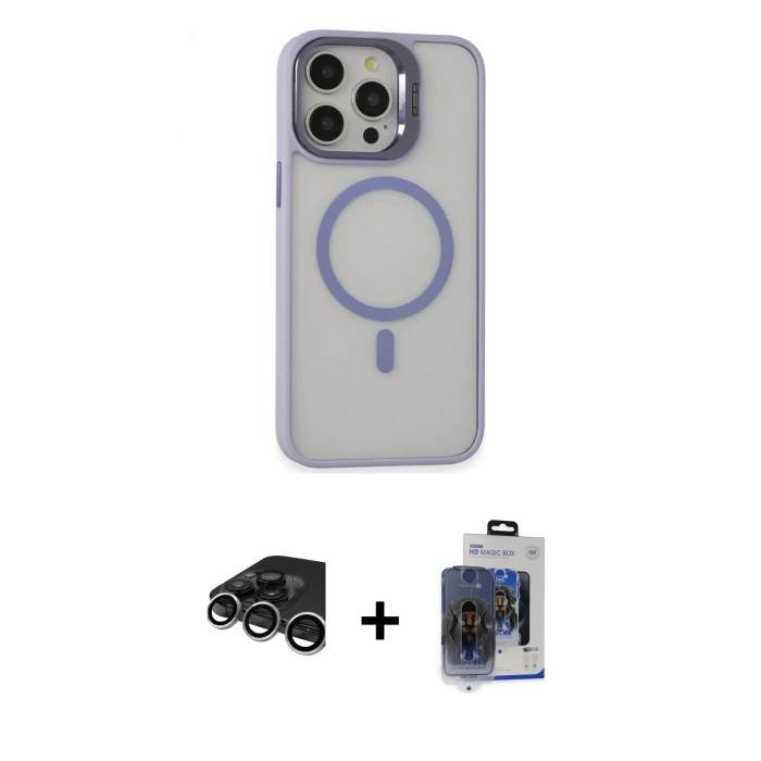 MARSİLYAN™- iPhone 15 Pro Max Kılıf Ahenk Klasik Özel Seri - Siyah Vanessa Magic Cam + Raze Metal Kamera Lens - GS