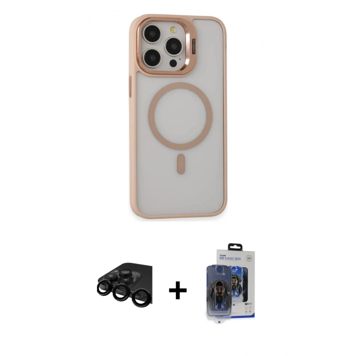 MARSİLYAN™- iPhone 15 Pro Max Kılıf Ahenk Klasik Özel Seri - Siyah Vanessa Magic Cam + Siyah Raze Metal Kamera Lens