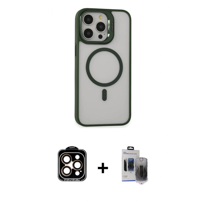 MARSİLYAN™- iPhone 15 Pro Max Kılıf Ahenk Klasik Özel Seri - Siyah Vanessa Magic Hayalet Cam + PVD Metal Kamera Lens - TU