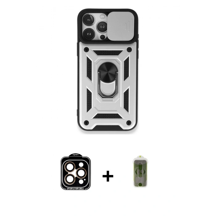 MARSİLYAN™- iPhone 15 Pro Max Kılıf Ahenk Klasik - Siyah Joko Magic 5D Hayalet Cam + PVD Metal Kamera Lens - TU