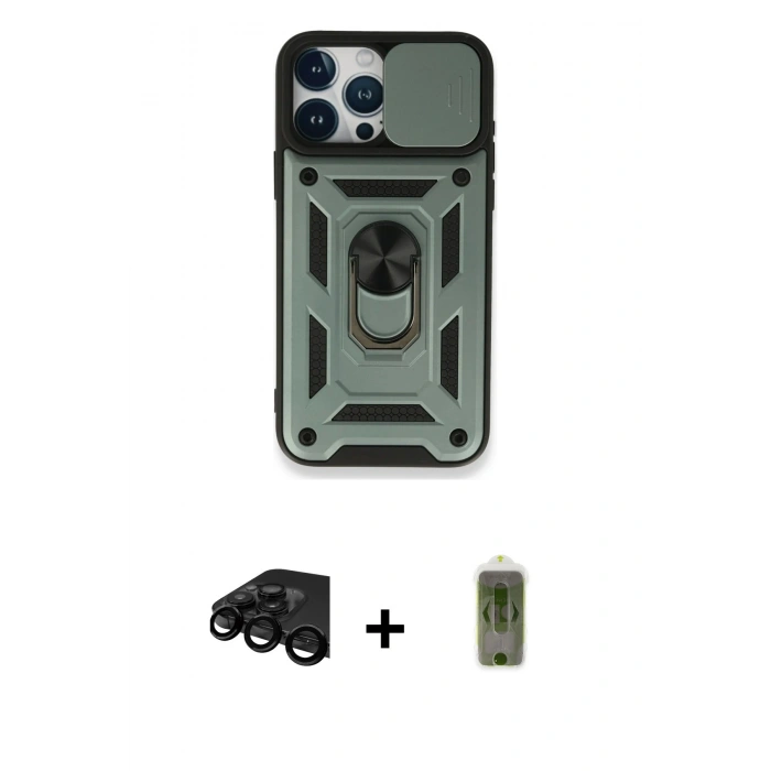 MARSİLYAN™- iPhone 15 Pro Max Kılıf Ahenk Klasik - Siyah Joko Magic 5D Hayalet Cam + Raze Metal Kamera Lens - SH