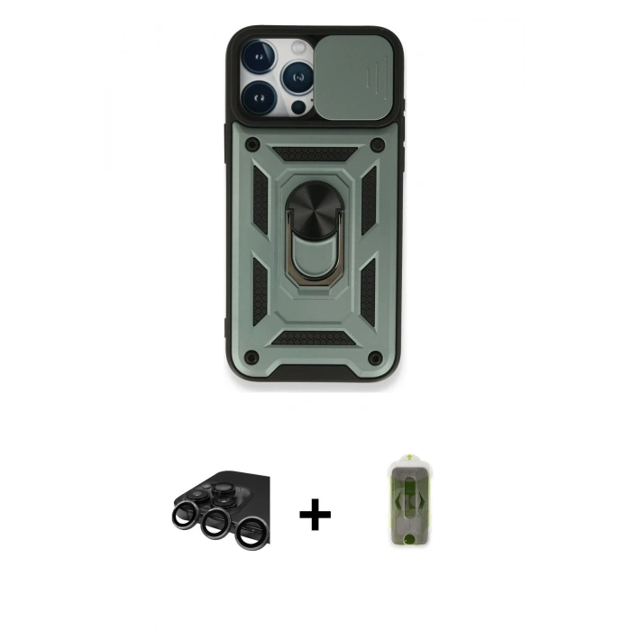 MARSİLYAN™- iPhone 15 Pro Max Kılıf Ahenk Klasik - Siyah Joko Magic 5D Hayalet Cam + Titanyum Gri Raze Metal Kamera Lens