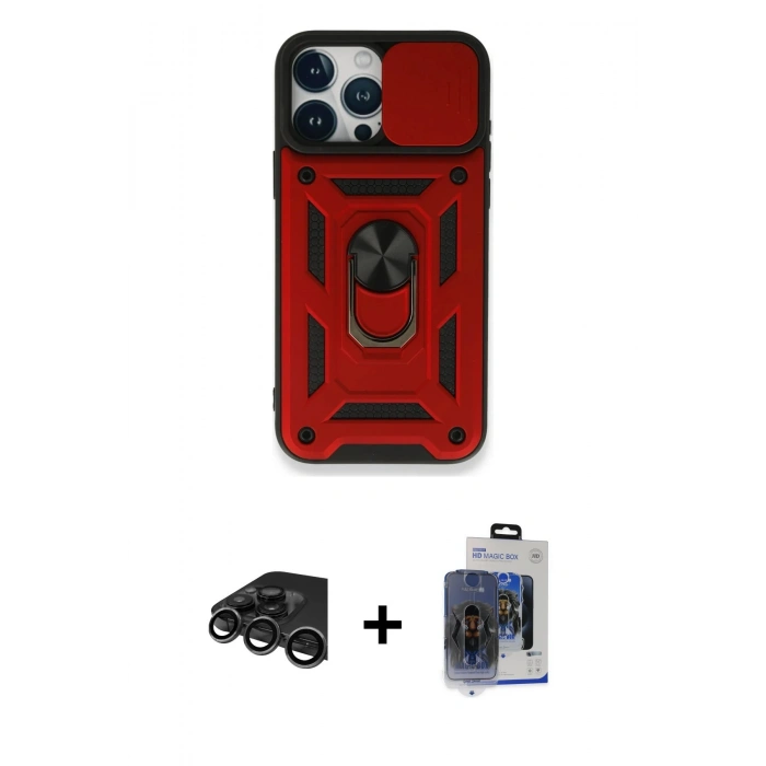 MARSİLYAN™- iPhone 15 Pro Max Kılıf Ahenk Klasik - Siyah Vanessa Magic Cam + Raze Metal Kamera Lens - TMGI