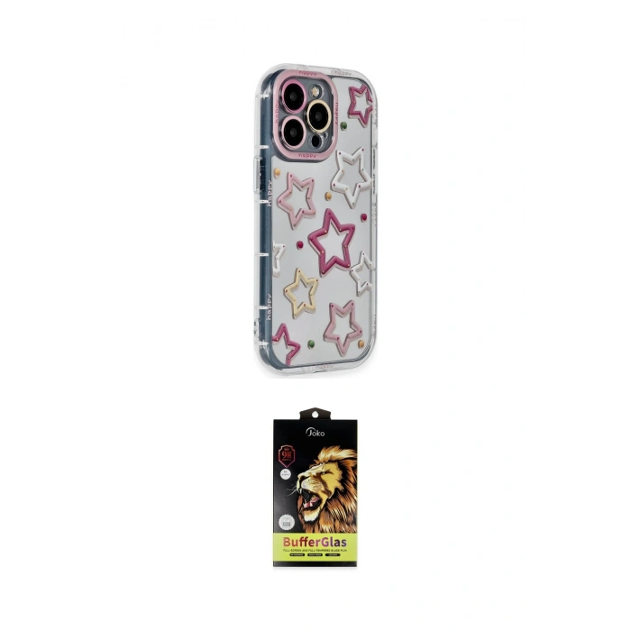 MARSİLYAN™- iPhone 15 Pro Max Kılıf Ahenk Modern Serisi - Siyah Buffer Cam Ekran Koruyucu
