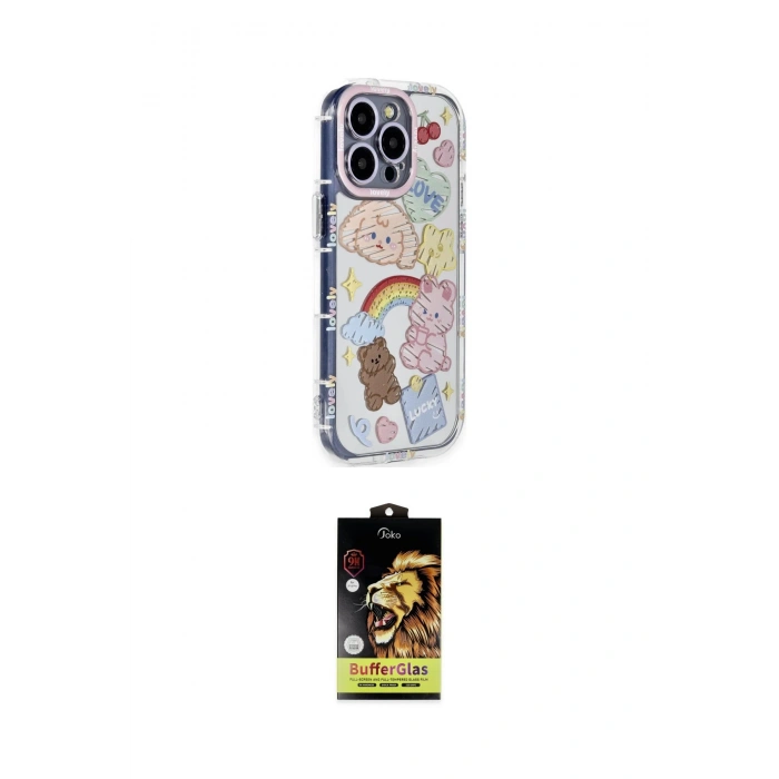 MARSİLYAN™- iPhone 15 Pro Max Kılıf Ahenk Modern Serisi - Siyah Buffer Cam Ekran Koruyucu