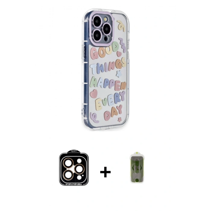 MARSİLYAN™- iPhone 15 Pro Max Kılıf Ahenk Modern Serisi - Siyah Joko Magic 5D Hayalet Cam + PVD Metal Kamera Lens - TU
