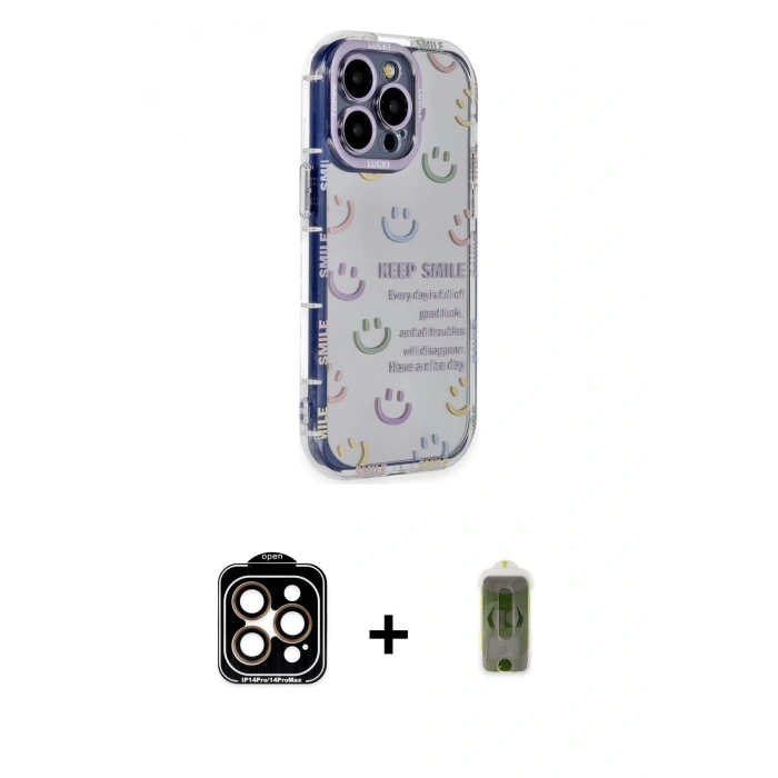 MARSİLYAN™- iPhone 15 Pro Max Kılıf Ahenk Modern Serisi - Siyah Joko Magic 5D Hayalet Cam + PVD Metal Kamera Lens - TU