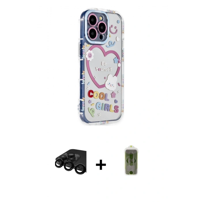 MARSİLYAN™- iPhone 15 Pro Max Kılıf Ahenk Modern Serisi - Siyah Joko Magic 5D Hayalet Cam + Raze Metal Kamera Lens - SH