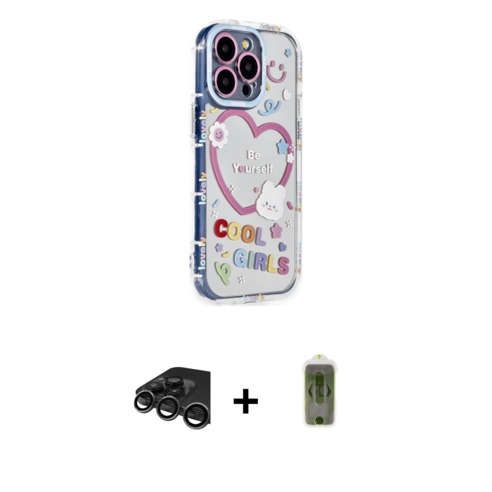 MARSİLYAN™- iPhone 15 Pro Max Kılıf Ahenk Modern Serisi - Siyah Joko Magic 5D Hayalet Cam + Raze Metal Kamera Lens - TMGI
