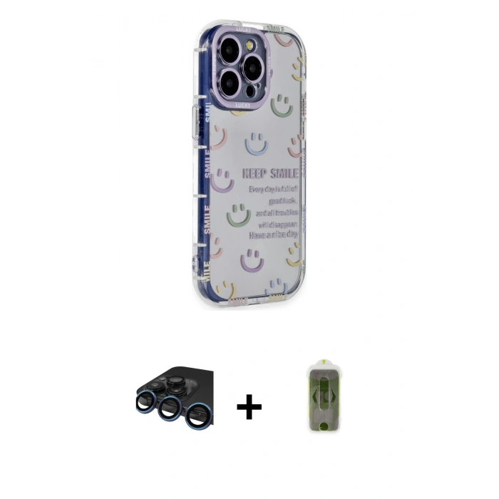 MARSİLYAN™- iPhone 15 Pro Max Kılıf Ahenk Modern Serisi - Siyah Joko Magic 5D Hayalet Cam + Raze Metal Kamera Lens - LT