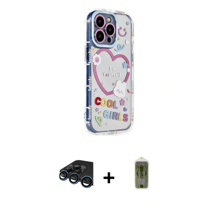 MARSİLYAN™- iPhone 15 Pro Max Kılıf Ahenk Modern Serisi - Siyah Joko Magic 5D Hayalet Cam + Raze Metal Kamera Lens - LT