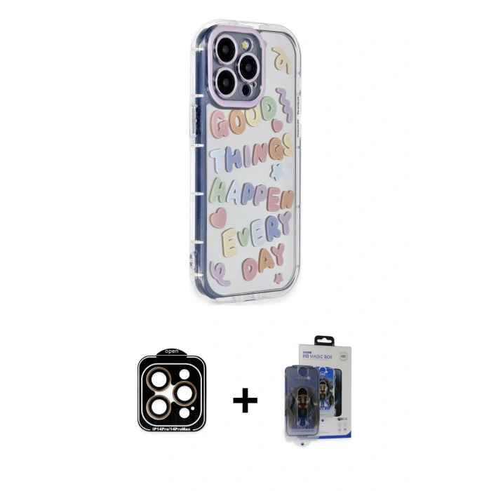 MARSİLYAN™- iPhone 15 Pro Max Kılıf Ahenk Modern Serisi - Siyah Vanessa Magic Cam + PVD Metal Kamera Lens - TU