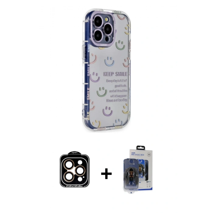 MARSİLYAN™- iPhone 15 Pro Max Kılıf Ahenk Modern Serisi - Siyah Vanessa Magic Cam + PVD Metal Kamera Lens - TU