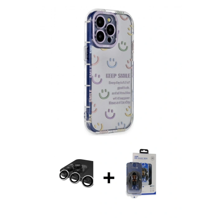 MARSİLYAN™- iPhone 15 Pro Max Kılıf Ahenk Modern Serisi - Siyah Vanessa Magic Cam + Raze Metal Kamera Lens - GS