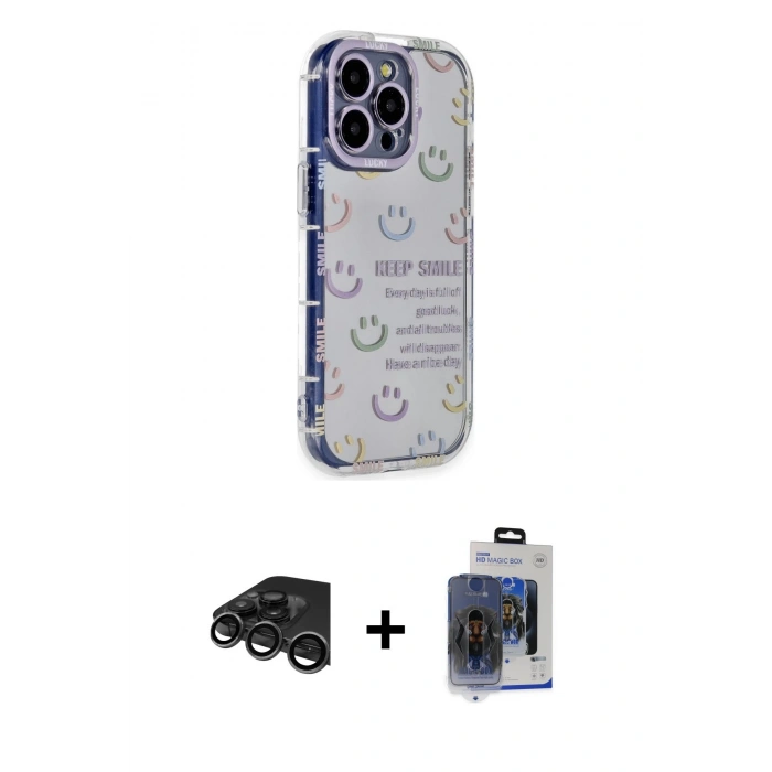 MARSİLYAN™- iPhone 15 Pro Max Kılıf Ahenk Modern Serisi - Siyah Vanessa Magic Cam + Raze Metal Kamera Lens - TMGI