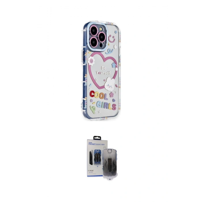 MARSİLYAN™- iPhone 15 Pro Max Kılıf Ahenk Modern Serisi - Siyah Vanessa Magic Hayalet Cam