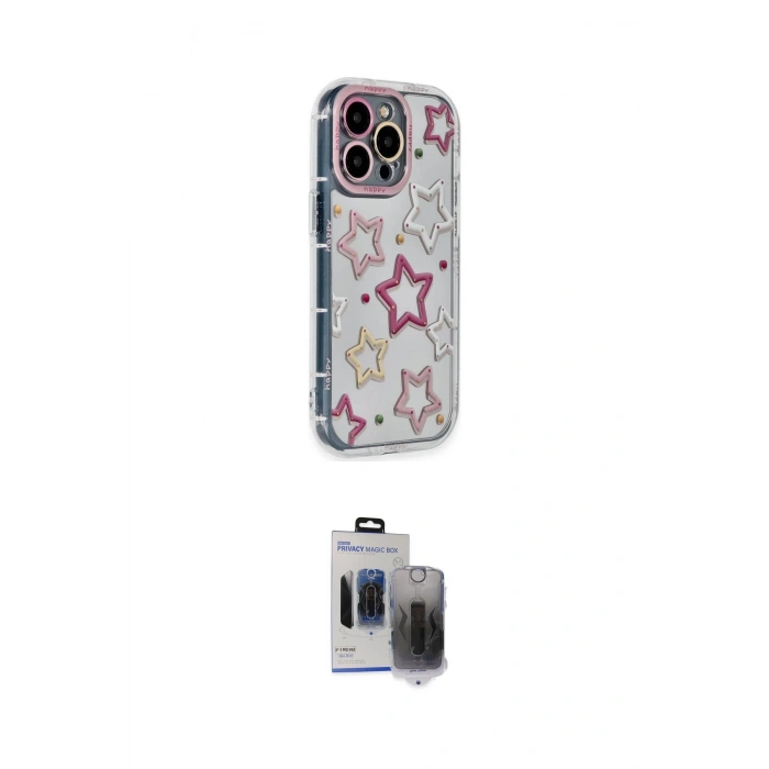MARSİLYAN™- iPhone 15 Pro Max Kılıf Ahenk Modern Serisi - Siyah Vanessa Magic Hayalet Cam