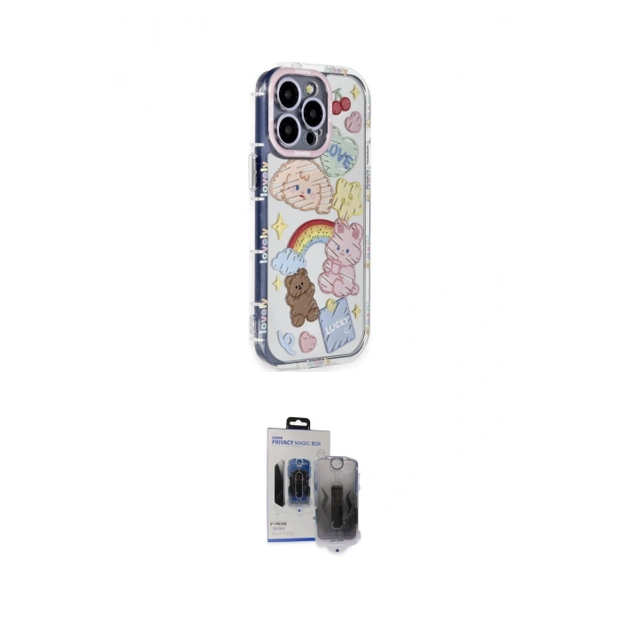 MARSİLYAN™- iPhone 15 Pro Max Kılıf Ahenk Modern Serisi - Siyah Vanessa Magic Hayalet Cam