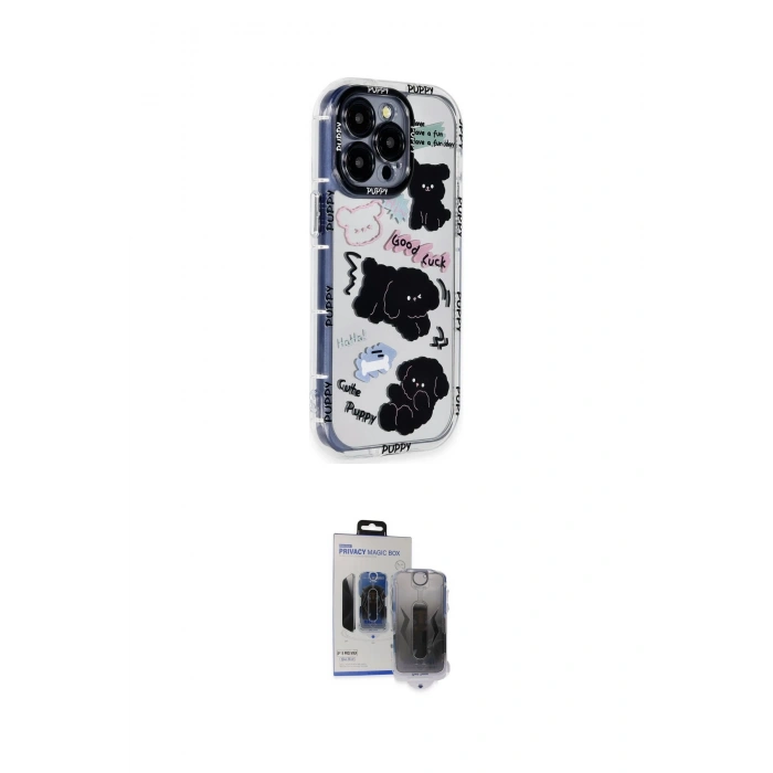 MARSİLYAN™- iPhone 15 Pro Max Kılıf Ahenk Modern Serisi - Siyah Vanessa Magic Hayalet Cam