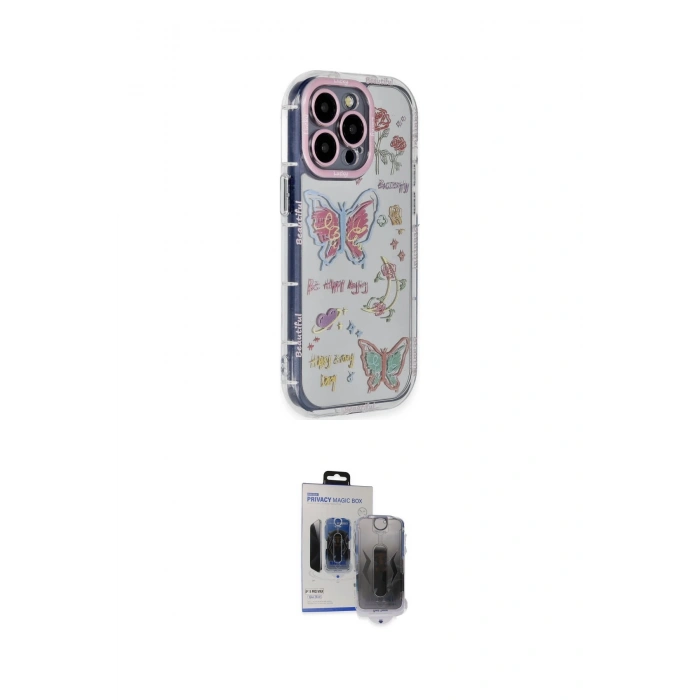 MARSİLYAN™- iPhone 15 Pro Max Kılıf Ahenk Modern Serisi - Siyah Vanessa Magic Hayalet Cam