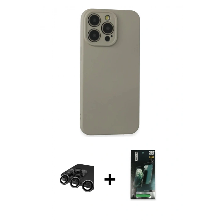 MARSİLYAN™- iPhone 15 Pro Max Kılıf Ahenk Serisi - Şeffaf 360 Full Body Arka Koruyucu + Raze Metal Kamera Lens - TMGI