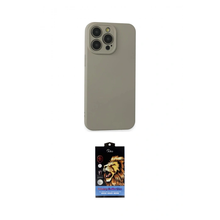 MARSİLYAN™- iPhone 15 Pro Max Kılıf Ahenk Serisi - Siyah Buffer Hayalet Cam Ekran Koruyucu