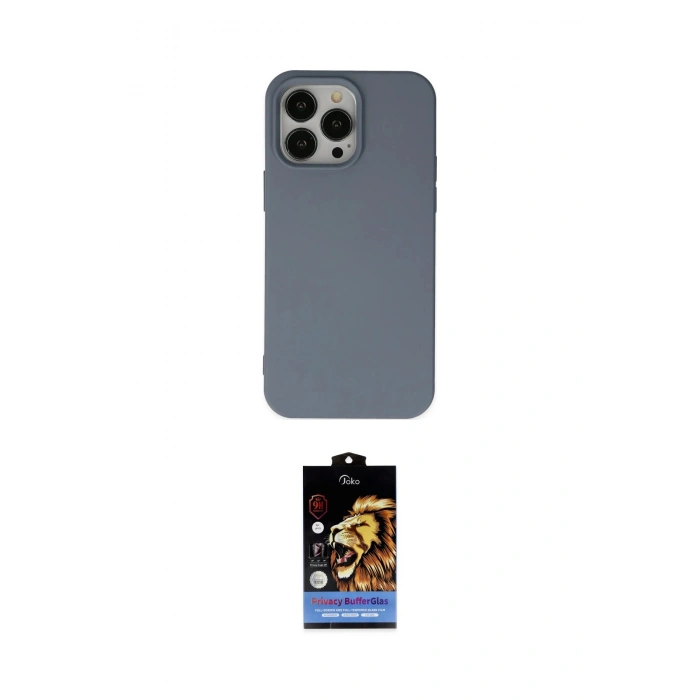MARSİLYAN™- iPhone 15 Pro Max Kılıf Ahenk Serisi - Siyah Buffer Hayalet Cam Ekran Koruyucu