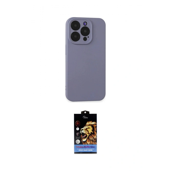 MARSİLYAN™- iPhone 15 Pro Max Kılıf Ahenk Serisi - Siyah Buffer Hayalet Cam Ekran Koruyucu