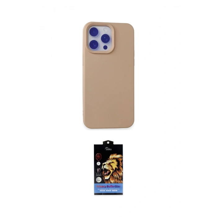 MARSİLYAN™- iPhone 15 Pro Max Kılıf Ahenk Serisi - Siyah Buffer Hayalet Cam Ekran Koruyucu